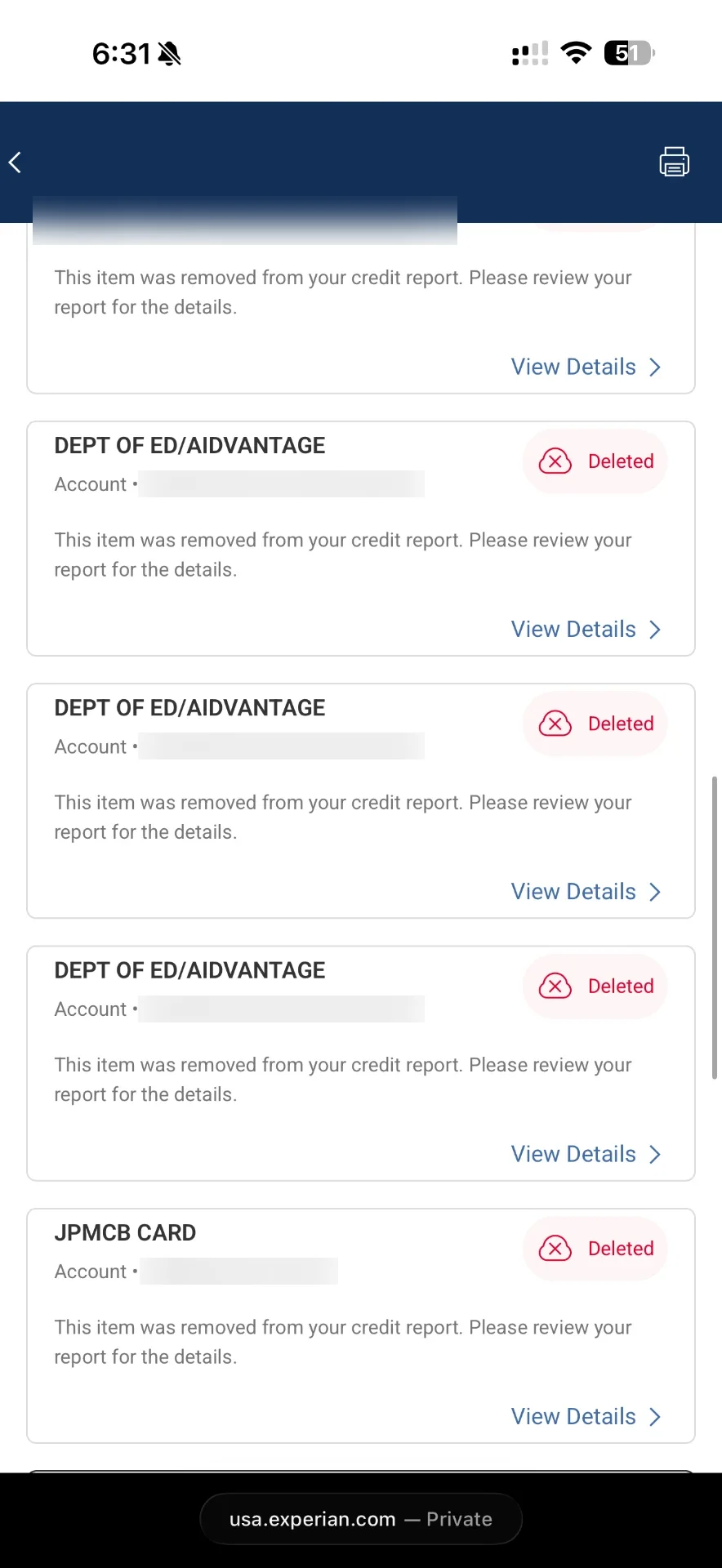 Client credit report result 7