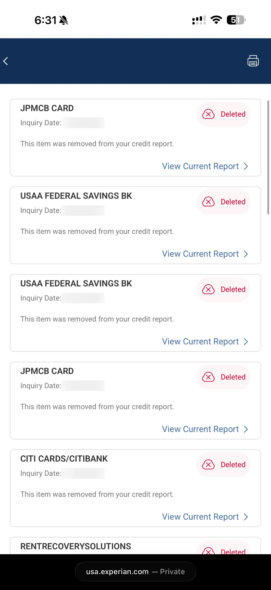 Client credit report result 5