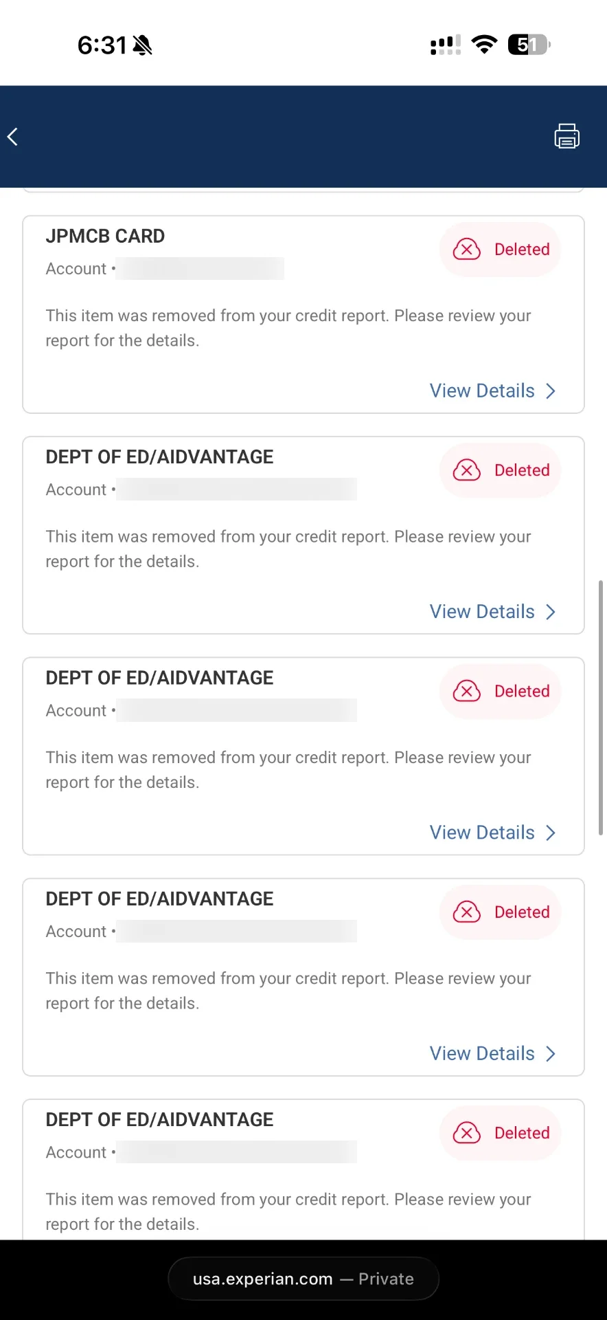 Client credit report result 6